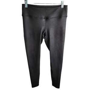Koral Mid Rise Crop Textured Leggings Black Womens Size Medium